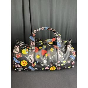 Bari lynn emoji theme overnight, gym, duffel bag Black And Multicolored zipper